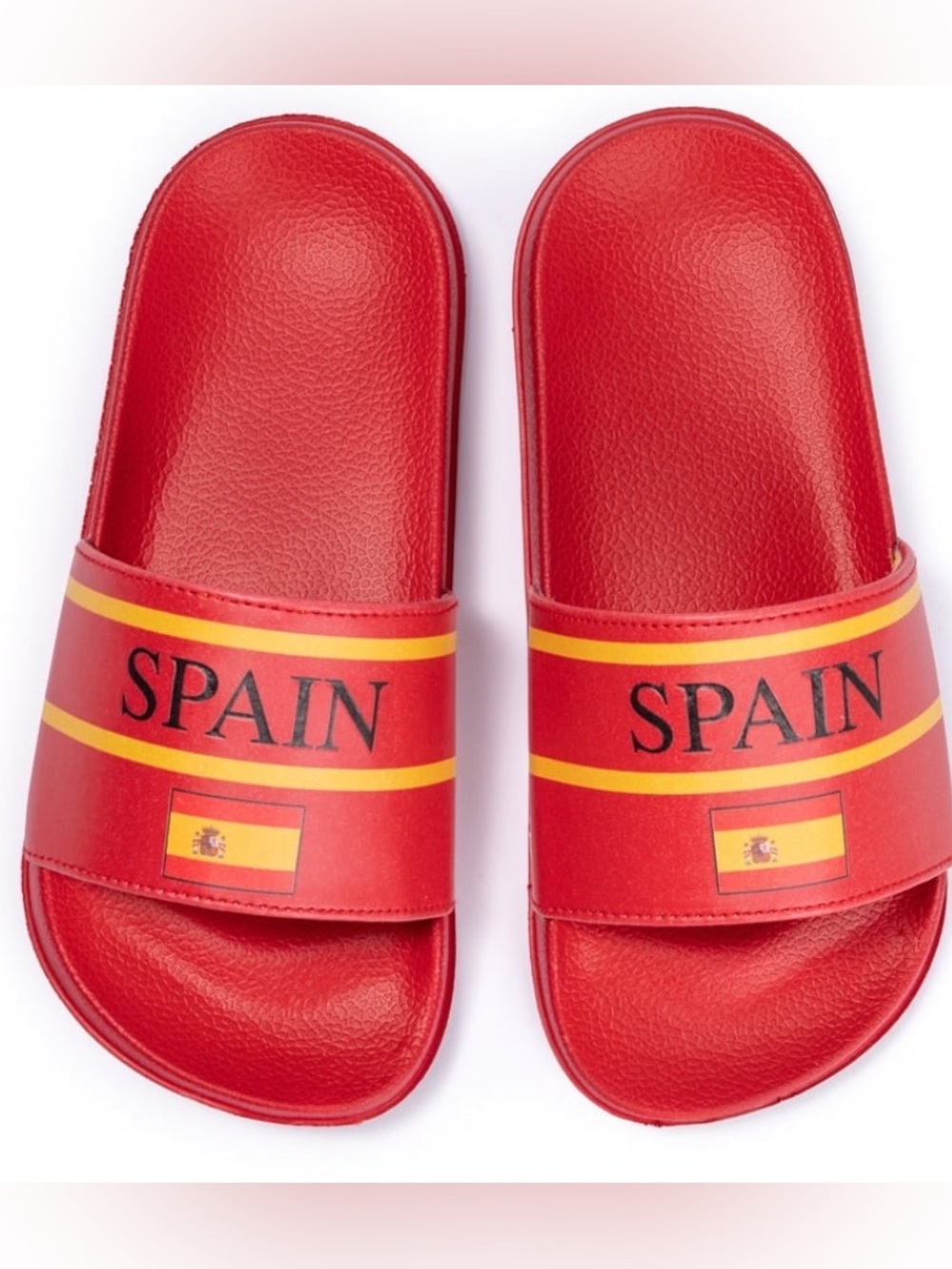 Spain Red Kids Slide Sandals with Flag Size 9-10 Toddler